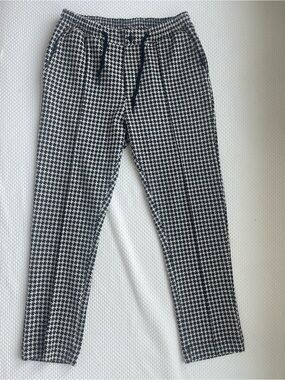 Houndstooth Black & White Drawstring Jogger Pants
